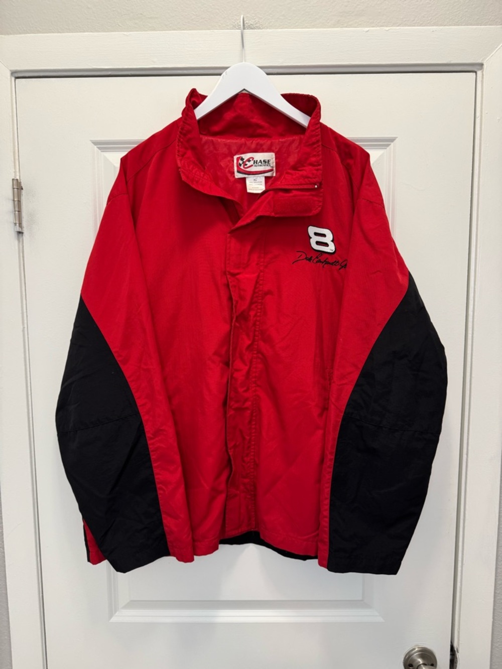 Vintage 90s Chase Authentics Dale Earnhardt Jr Jacket Red NASCAR Budweiser